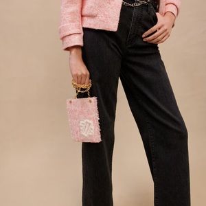 NWOT Maje Pink Tweed-Effect Phone Bag